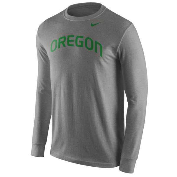 Oregon Ducks Nike Wordmark Long Sleeve WEM T-Shirt - Gray,We sell and wholesale Oregon Ducks Nike Wordmark Long Sleeve WEM T-Shirt - Gray on line form chian!